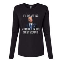 Im Drafting A Kicker In The 1st Round Joe Biden Funny Womens Cotton Relaxed Long Sleeve T-Shirt