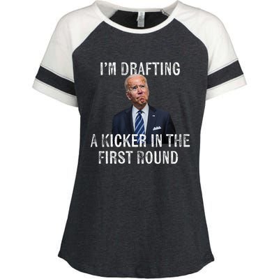 Im Drafting A Kicker In The 1st Round Joe Biden Funny Enza Ladies Jersey Colorblock Tee