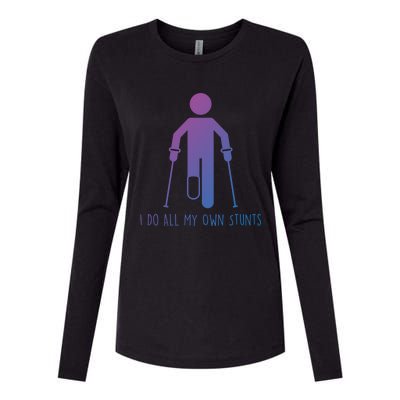 I Do All My Own Stunts Gift Get Well Gift Funny Injury Leg Gift Womens Cotton Relaxed Long Sleeve T-Shirt