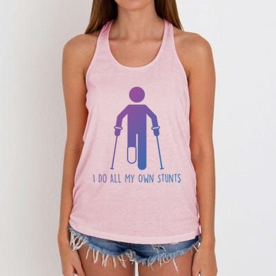 I Do All My Own Stunts Gift Get Well Gift Funny Injury Leg Gift Women's Knotted Racerback Tank