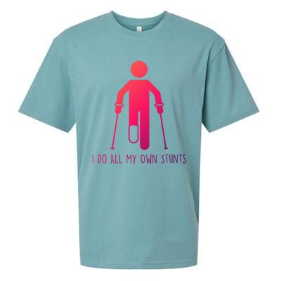 I Do All My Own Stunts Gift Get Well Gift Funny Injury Leg Gift Sueded Cloud Jersey T-Shirt