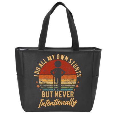 I Do All My Own Stunts But Never Intentionally Vintage Zip Tote Bag