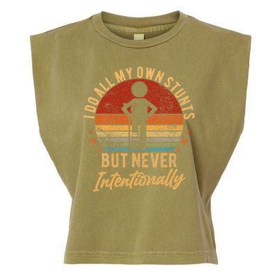 I Do All My Own Stunts But Never Intentionally Vintage Garment-Dyed Women's Muscle Tee