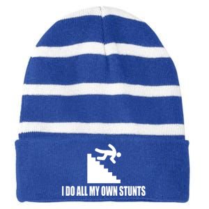 I Do All My Own Stunts Great Gift Striped Beanie with Solid Band