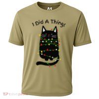 I Did A Thing Funny Black Cat Christmas Xmas Lights Cooling Performance Crew T-Shirt