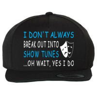 I DonT Always Break Out Into Show Tunes Oh Wait Yes I Do Wool Snapback Cap