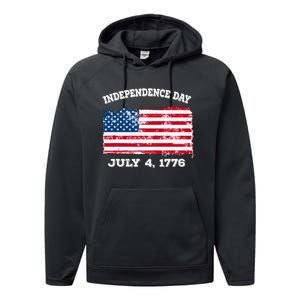 Independence Day American Flag Patriotic 1776 We The People Performance Fleece Hoodie