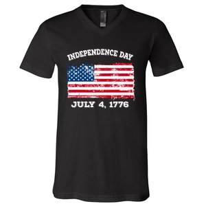 Independence Day American Flag Patriotic 1776 We The People V-Neck T-Shirt