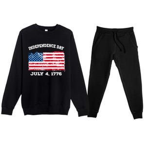 Independence Day American Flag Patriotic 1776 We The People Premium Crewneck Sweatsuit Set