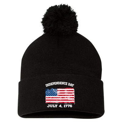 Independence Day American Flag Patriotic 1776 We The People Pom Pom 12in Knit Beanie
