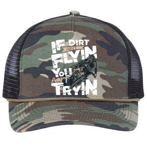 If Dirt Aint Flyin You Aint Tryin Dirt Bike MX Bike Rider Retro Rope Trucker Hat Cap