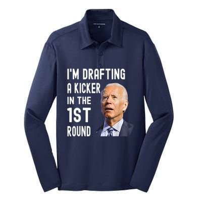 Im Drafting A Kicker In The 1st Round Joe Biden Funny Silk Touch Performance Long Sleeve Polo