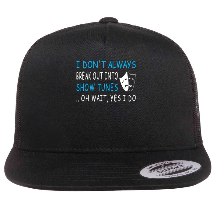I Dont Always Break Out Into Show Tunes Funny Flat Bill Trucker Hat