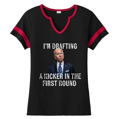 Im Drafting A Kicker In The 1st Round Joe Biden Funny Ladies Halftime Notch Neck Tee