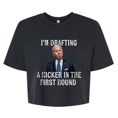 Im Drafting A Kicker In The 1st Round Joe Biden Funny Bella+Canvas Jersey Crop Tee