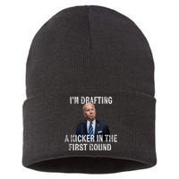 Im Drafting A Kicker In The 1st Round Joe Biden Funny Sustainable Knit Beanie