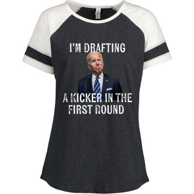 Im Drafting A Kicker In The 1st Round Joe Biden Funny Enza Ladies Jersey Colorblock Tee