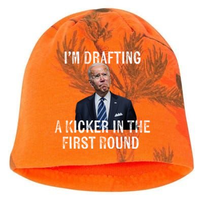 Im Drafting A Kicker In The 1st Round Joe Biden Funny Kati - Camo Knit Beanie