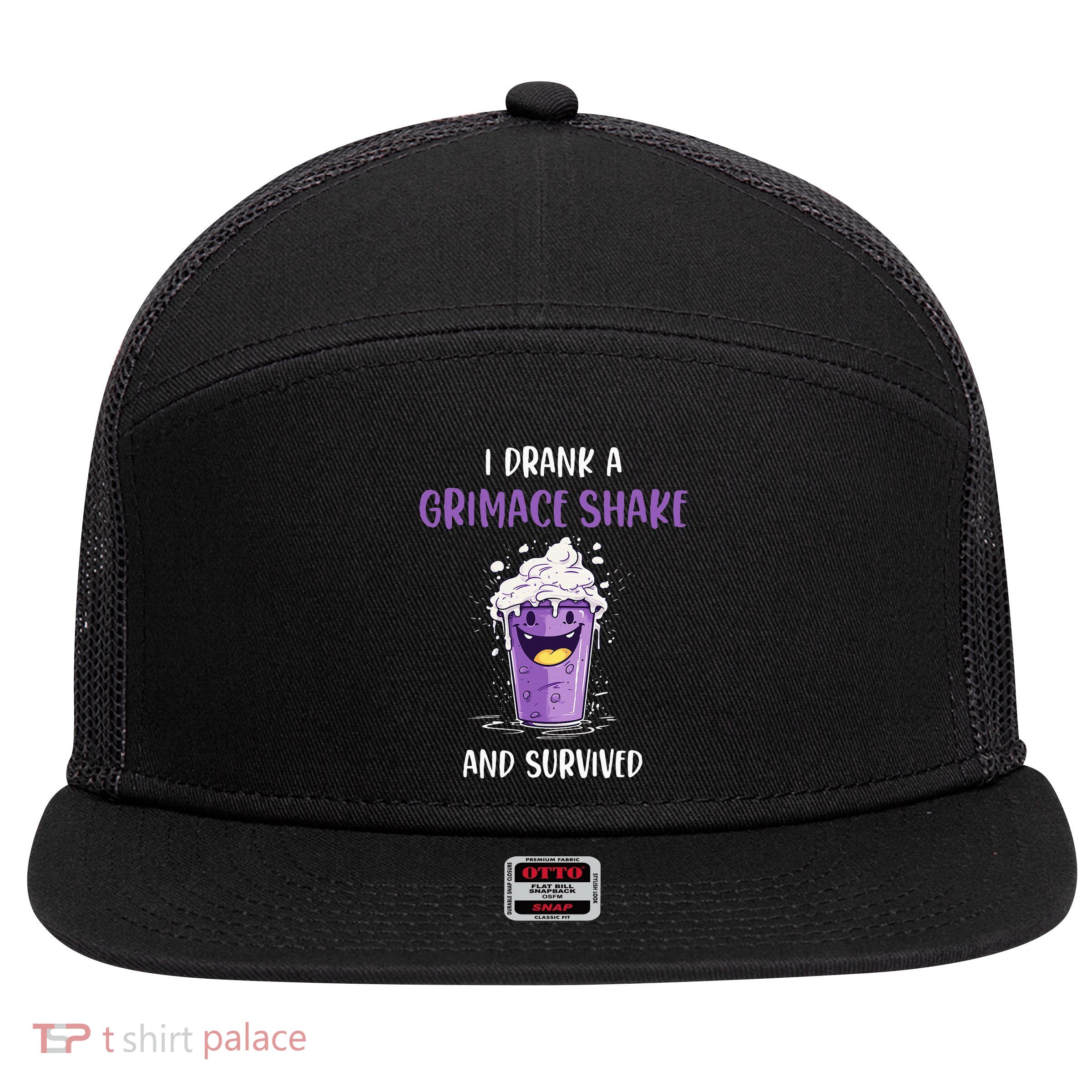 I drank a grimace shake and survived 7 Panel Mesh Trucker Snapback Hat