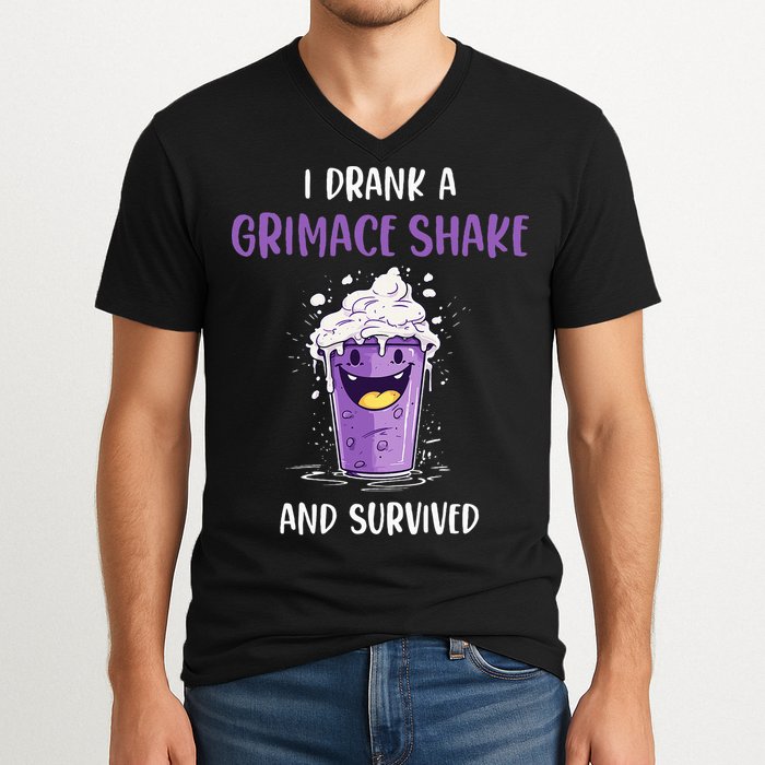 I drank a grimace shake and survived V-Neck T-Shirt
