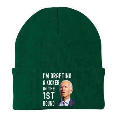 IM Drafting A Kicker In The 1st Round Funny Biden Confused Knit Cap Winter Beanie