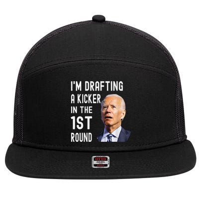 IM Drafting A Kicker In The 1st Round Funny Biden Confused 7 Panel Mesh Trucker Snapback Hat