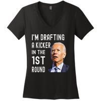 IM Drafting A Kicker In The 1st Round Funny Biden Confused Women's V-Neck T-Shirt