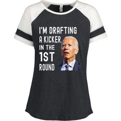 IM Drafting A Kicker In The 1st Round Funny Biden Confused Enza Ladies Jersey Colorblock Tee