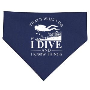 I Dive And I Know Things Scuba Diver Gift Scuba Diving USA-Made Doggie Bandana