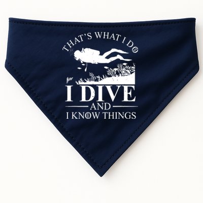 I Dive And I Know Things Scuba Diver Gift Scuba Diving USA-Made Doggie Bandana