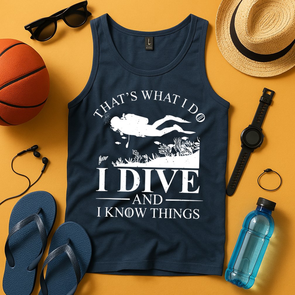 I Dive And I Know Things Scuba Diver Gift Scuba Diving Tank Top