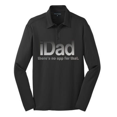 IDad There's No App For That Funny Silk Touch Performance Long Sleeve Polo