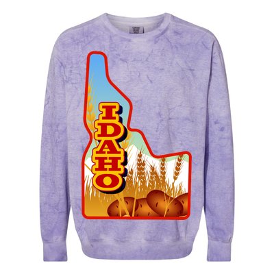 Idaho Potatoes State Outline Colorblast Crewneck Sweatshirt