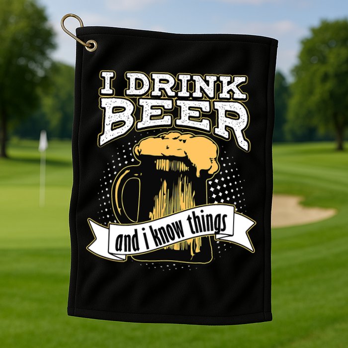I Drink Beer And I Know Things Funny Drinking Golf Towel