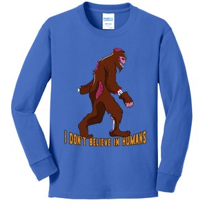 I Dont Believe In Humans Bigfoot Halloween Costume Gift Funny Kids Long Sleeve Shirt