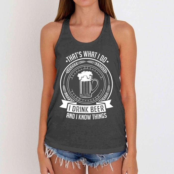 I Drink Beer And I Know Things, Ale, Lager Party Women's Knotted Racerback Tank