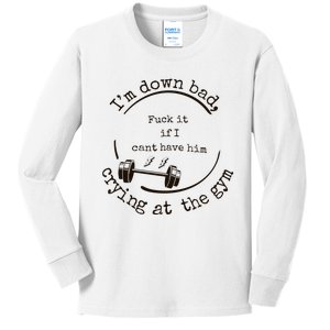 Im Down Bad Crying At The Gym Taylor Lyrics Ttpd Kids Long Sleeve Shirt