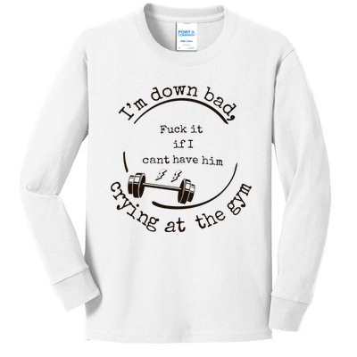 Im Down Bad Crying At The Gym Taylor Lyrics Ttpd Kids Long Sleeve Shirt