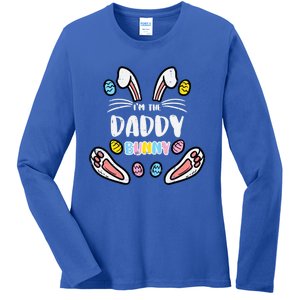 Im Daddy Bunny Rabbit Easter Family Matching Dad Papa Gift Ladies Long Sleeve Shirt