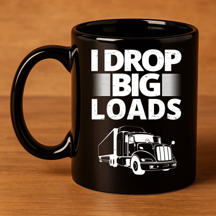 I Drop Big Loads Funny Truck Driver Gift 11oz C Handle Ceramic Mug