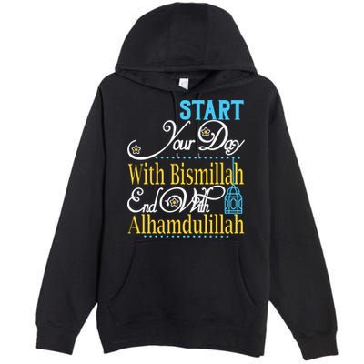 Islamic Dawah Bismillah Alhamdulillah Arabic Teacher Muslim Gift Premium Pullover Hoodie