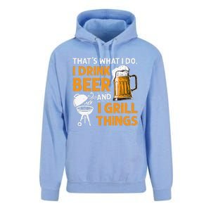 I Drink Beer And Grill Things Funny BBQ Pitmaster Father Day Unisex Surf Hoodie