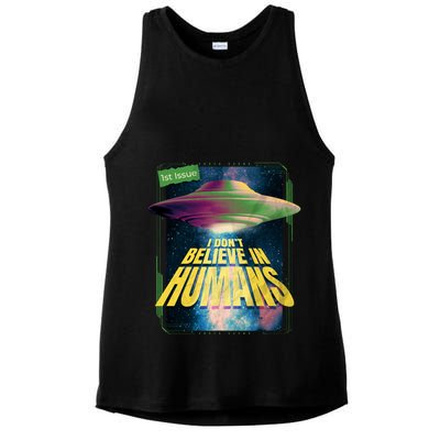 I Don't Believe In Humans UFO Ladies PosiCharge Tri-Blend Wicking Tank