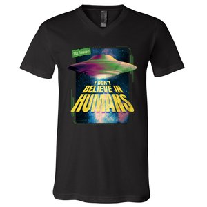 I Don't Believe In Humans UFO V-Neck T-Shirt