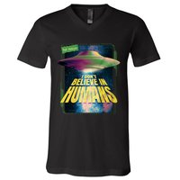 I Don't Believe In Humans UFO V-Neck T-Shirt