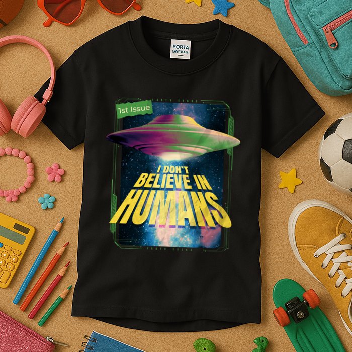 I Don't Believe In Humans UFO Kids T-Shirt