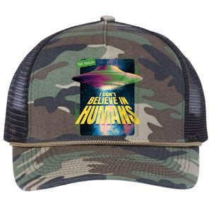 I Don't Believe In Humans UFO Retro Rope Trucker Hat Cap