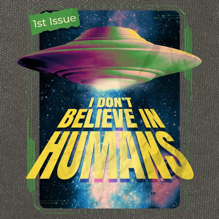 I Don't Believe In Humans UFO Cotton Canvas Backpack