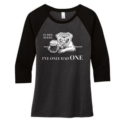 In Dog Beers IVe Only Had One Funny Drinking Women's Tri-Blend 3/4-Sleeve Raglan Shirt