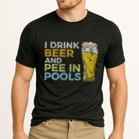 I Drink Beer And Pee In Pools Funny Grunge Vintage Pool Joke Performance Shirt
